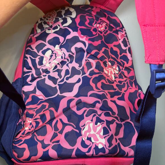 Vera Bradley Lighten Up Floral Flowers Backpack Book Bag Pink Navy Blue main image 10
